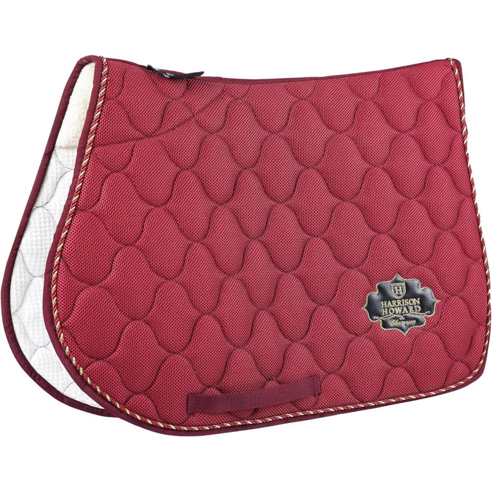 imageHarrison Howard 3D Air Mesh Saddle Pad for Horses  Breathable ShockAbsorbing AllPurpose English Saddle PadBurgundy