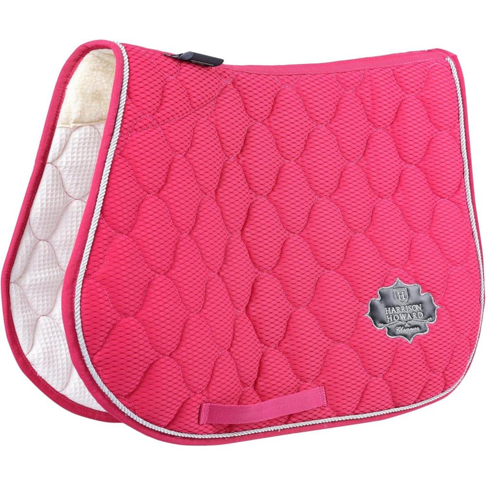 imageHarrison Howard 3D Air Mesh Saddle Pad for Horses  Breathable ShockAbsorbing AllPurpose English Saddle PadMagenta