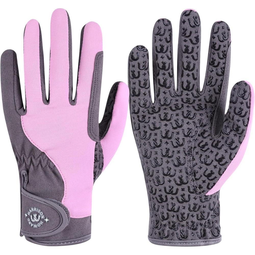 imageHarrison Howard All Season Kids Horse Riding Gloves Comfortable NonSlip Light Horseback Gloves for Running Cycling RidingLight Purple