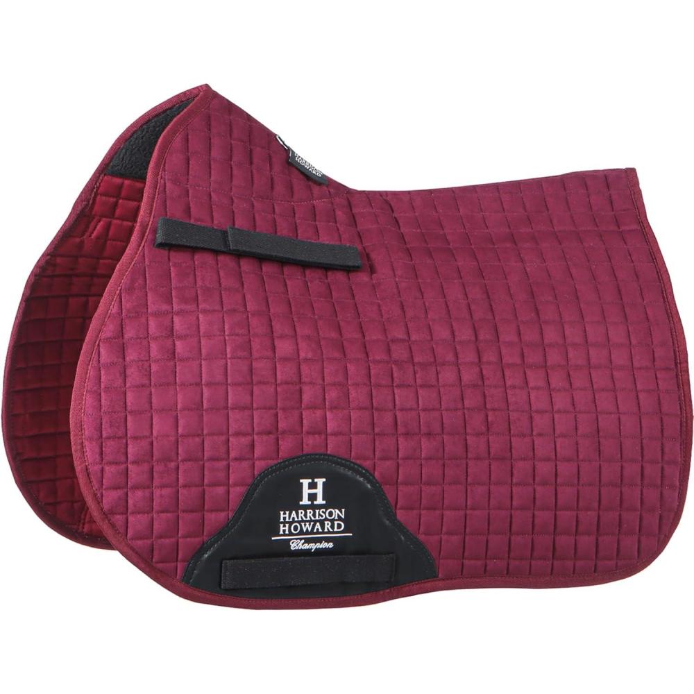 imageHarrison Howard AllPurpose Saddle Pad Suede Saddle Pad for Horses Use During Everyday RidingBurgundy