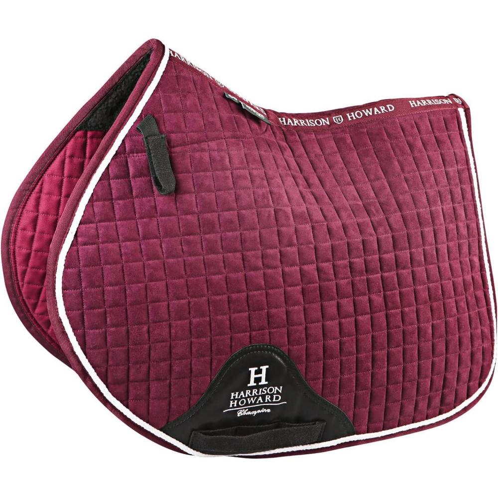 imageHarrison Howard Close Contact Saddle Pad NonSlip Suede Outer Perfect for Use with Jumping SaddlesBurgundy
