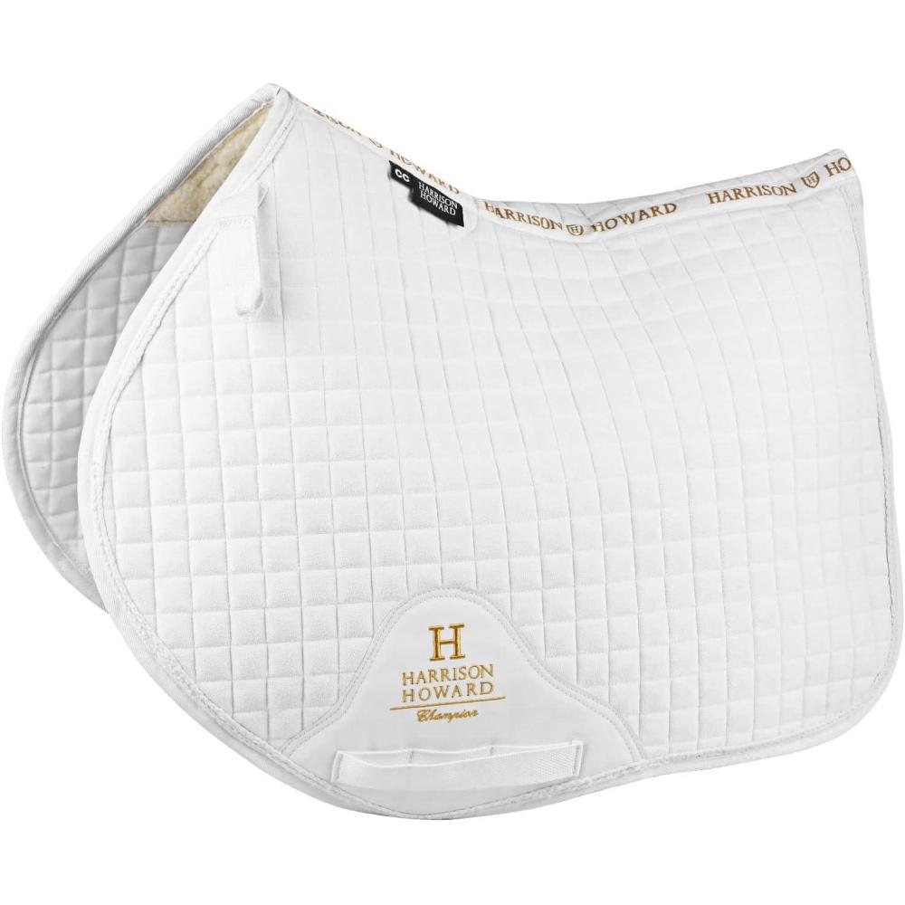 imageHarrison Howard Close Contact Saddle Pad NonSlip Suede Outer Perfect for Use with Jumping SaddlesWhite