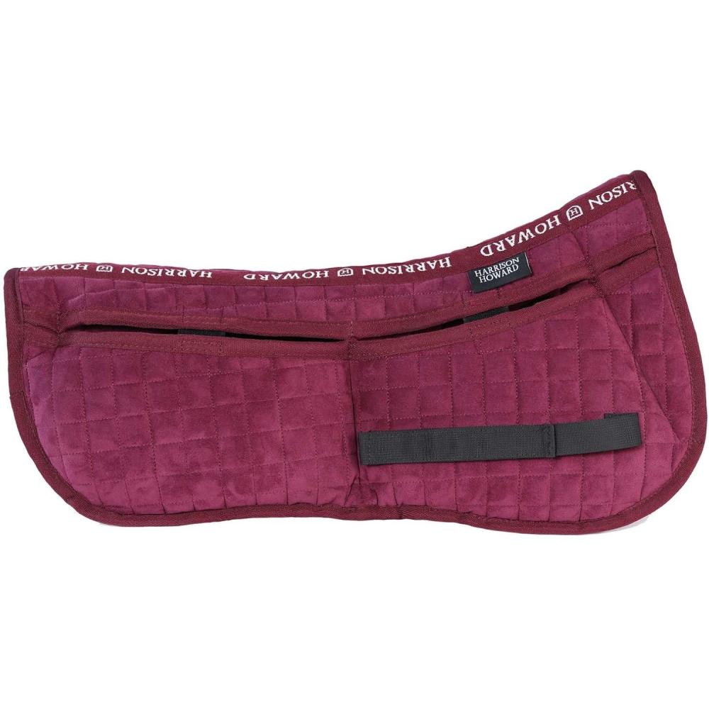 imageHarrison Howard Correction Half Pad with 4 Pockets and Foam Inserts with Differentiated Thickness Adjustable Horse Riding Pad with Added Cushioning and ComfortBurgundy