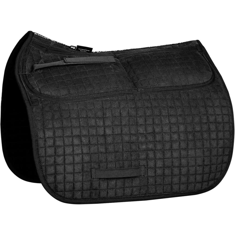 imageHarrison Howard Diamond Quilted Dressage Saddle Pad Adjustable with 4 Pockets and Foam Inserts with Differentiated Thickness Horse Riding Pad with Added Cushioning and ComfortBlack