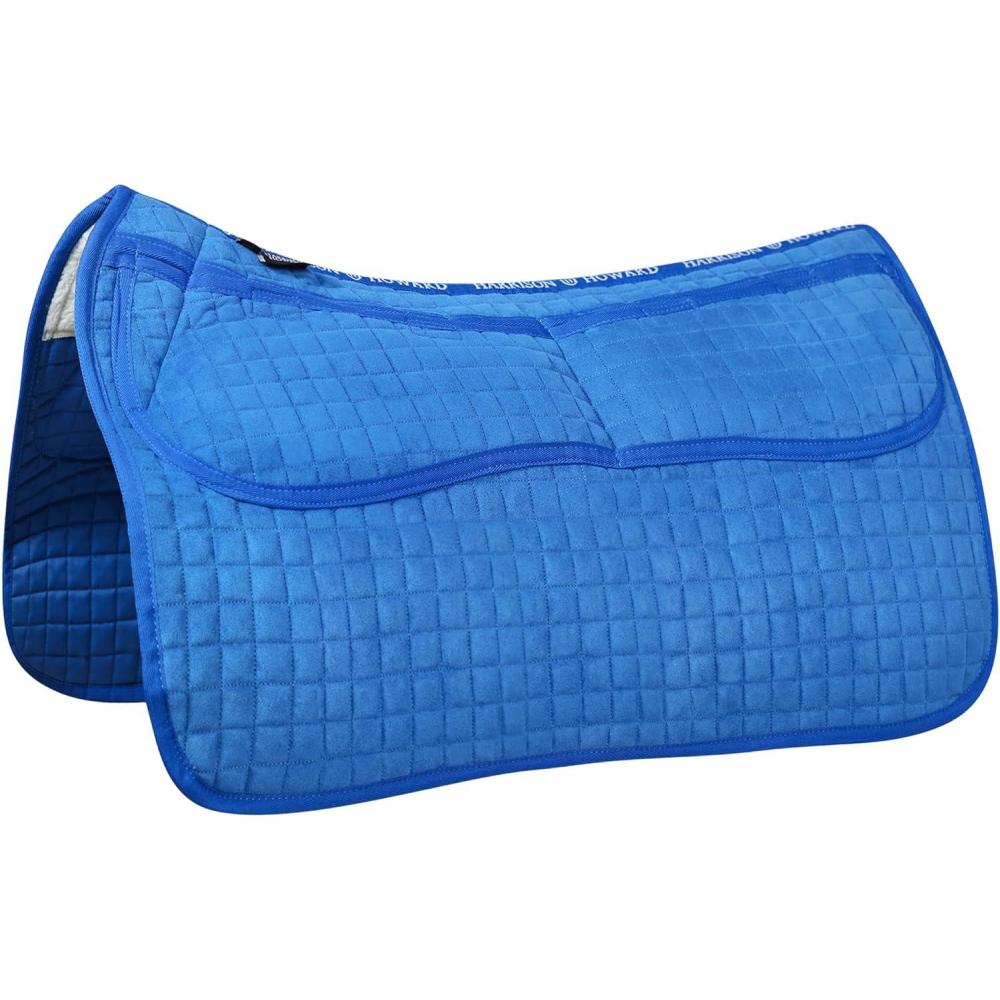 imageHarrison Howard Diamond Quilted Western Saddle Pad Adjustable Foam Inserts and 4 Pockets Horse Riding Pad with Added Cushioning and Comfort