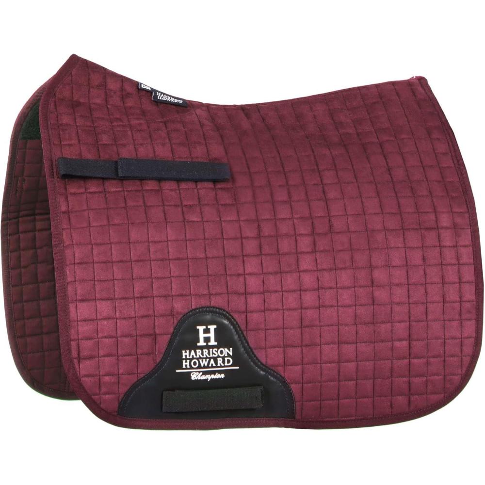 imageHarrison Howard Dressage Saddle Pad Suede Square English Saddle Pad for Horses Dressage EventBurgundy