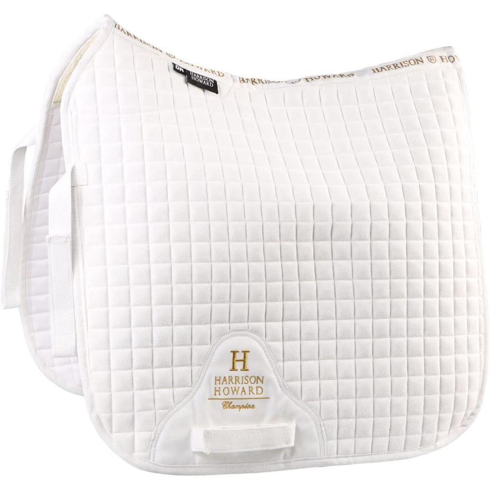 imageHarrison Howard Dressage Saddle Pad Suede Square English Saddle Pad for Horses Dressage EventWhite