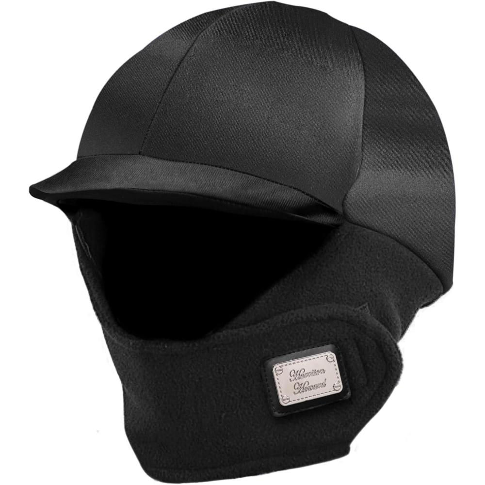 imageHarrison Howard Equestrian Helmet Cover with Fleece Neck Winter Riding Helmet CoverBlack