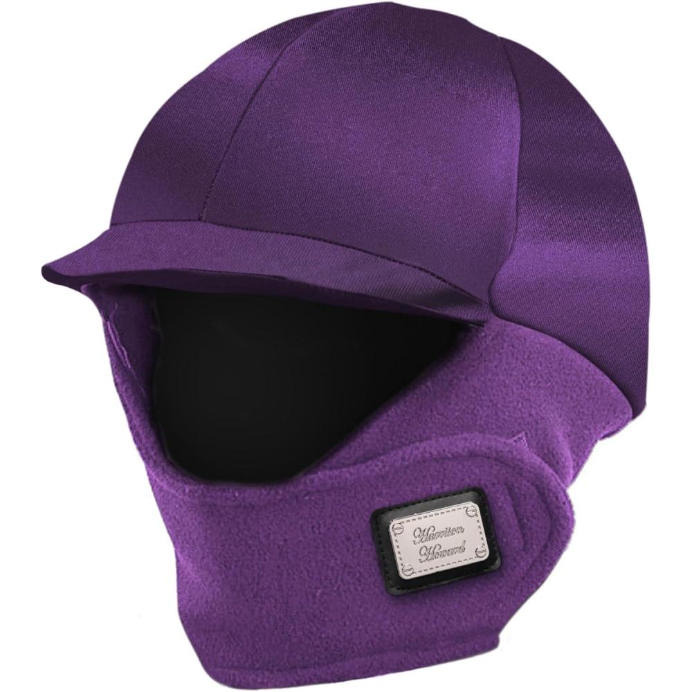 imageHarrison Howard Equestrian Helmet Cover with Fleece Neck Winter Riding Helmet CoverPurple