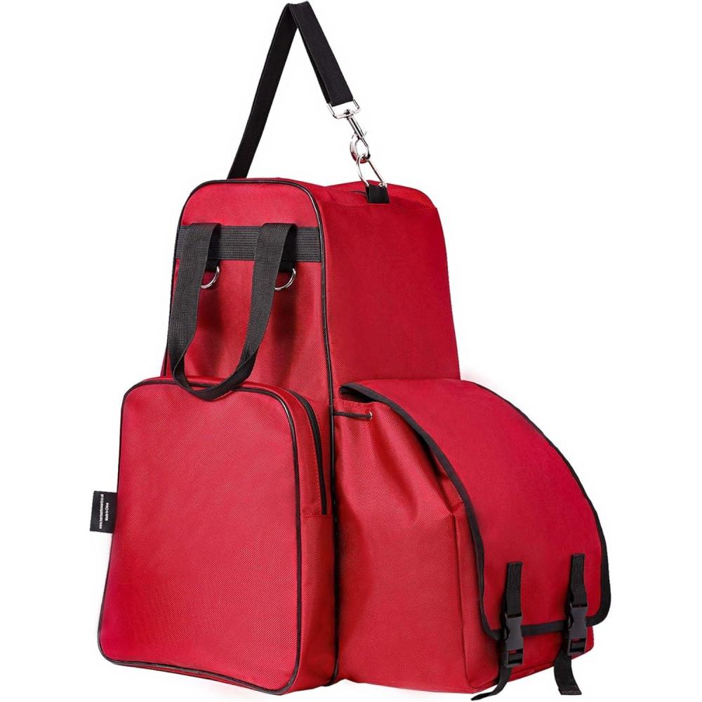 imageHarrison Howard Equestrian Pack Equipment MultiFunctional Carry Bag for Boots Helmet Horsewhip Horse Riding Pack EquipmentBurgundy
