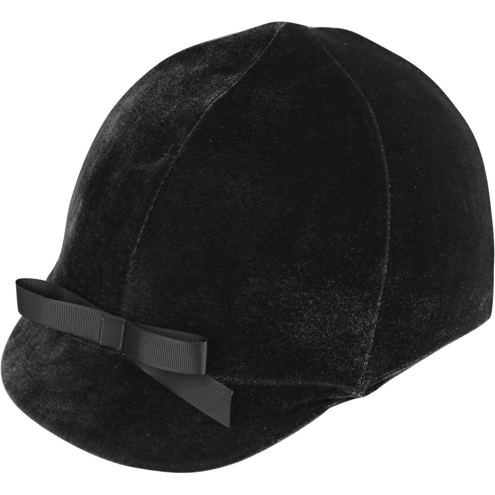 imageHarrison Howard Equestrian Riding Helmet Cover Sleek Velvet Luxe HatPiano Black