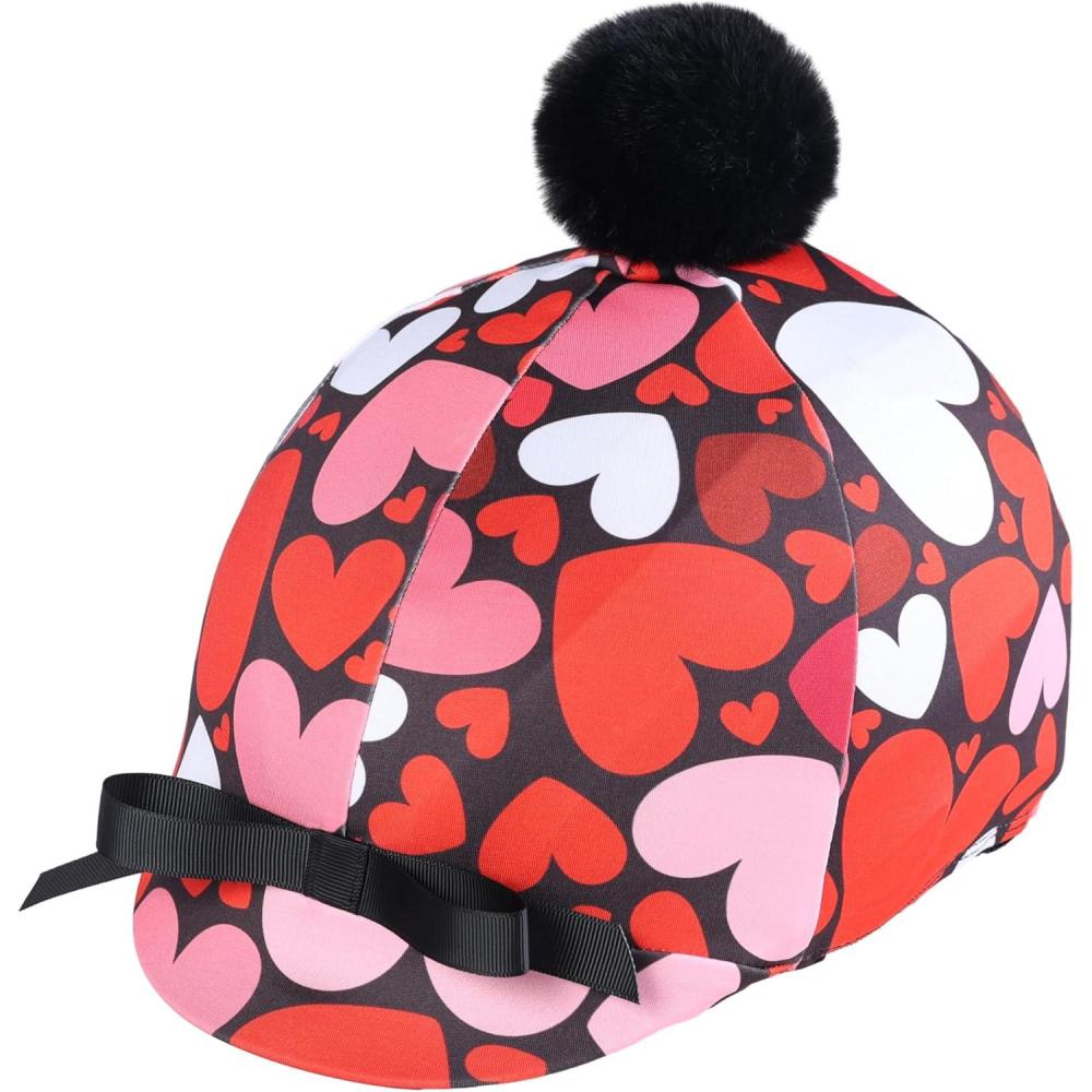 imageHarrison Howard Equestrian Riding Helmet Cover with Cute Bow Cover ONLY Helmet NOT IncludedCute Hearts