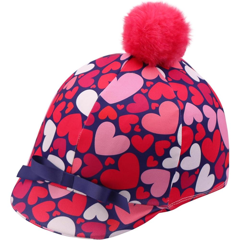 imageHarrison Howard Equestrian Riding Helmet Cover with Cute Bow Cover ONLY Helmet NOT IncludedHearty Hearts