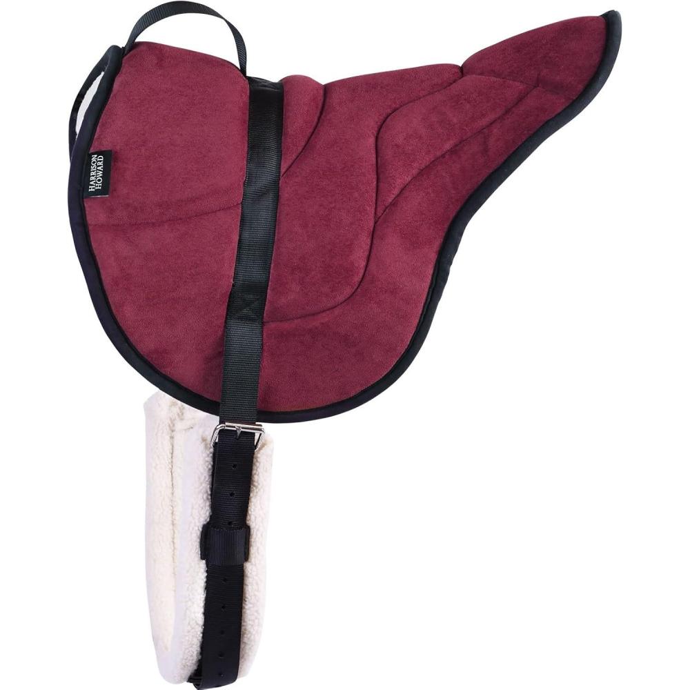 imageHarrison Howard Equestrian Saddle Pad Horse Riding Pad Bareback Pad with GirthBurgundy