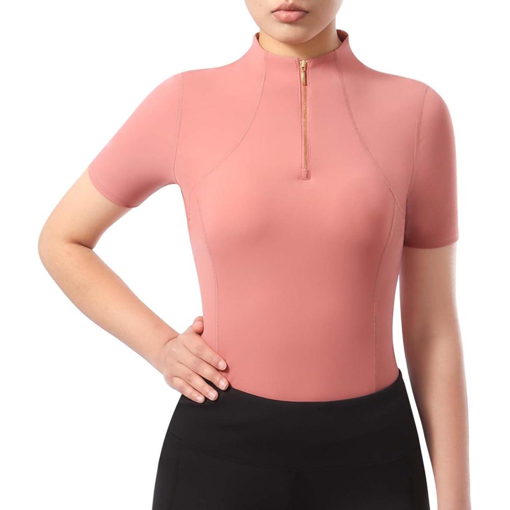 imageHarrison Howard Equestrian Tops for Women Short Sleeve QuickDry Sports ShirtOrange Pink