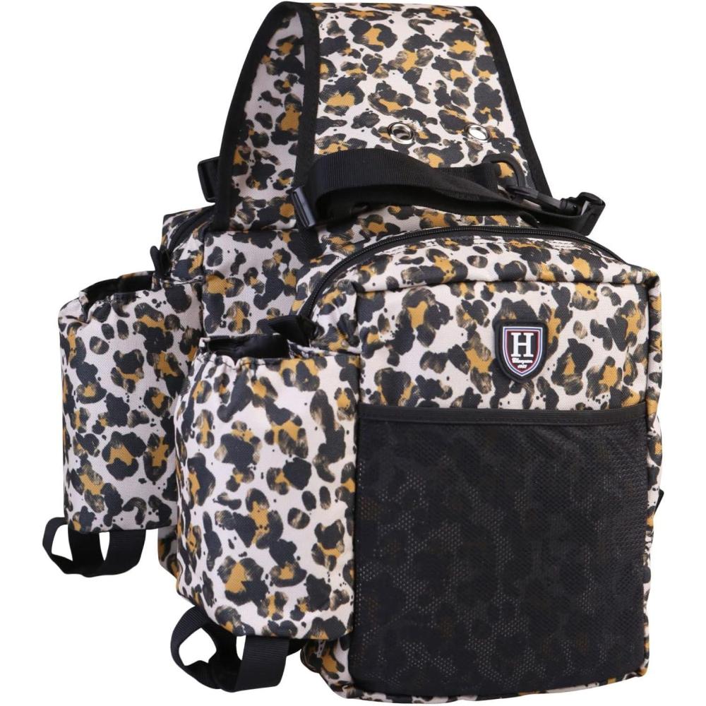 imageHarrison Howard Equestrian Western Saddle Bag Nylon Water BottleGear Carrier Convenient Saddle Bag BlackClassic Leopard