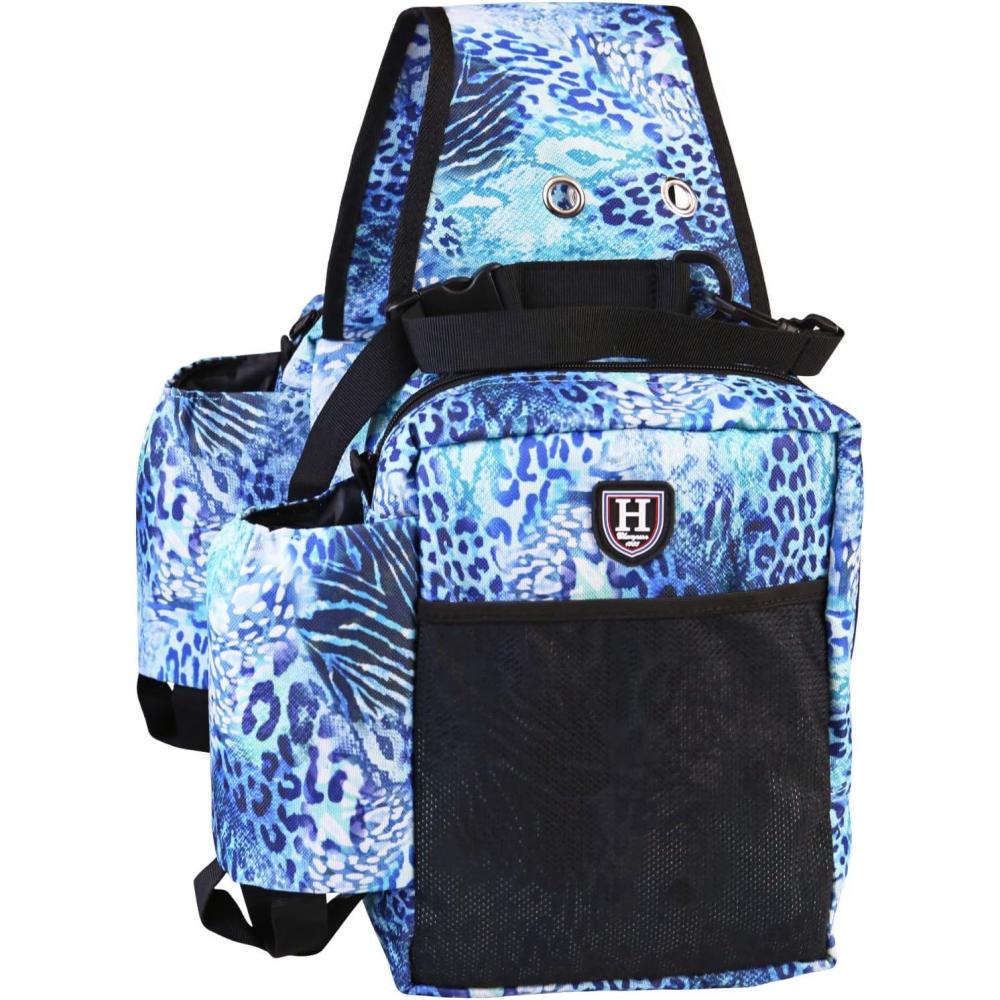 imageHarrison Howard Equestrian Western Saddle Bag Nylon Water BottleGear Carrier Convenient Saddle Bag BlackIcyblue Leopard