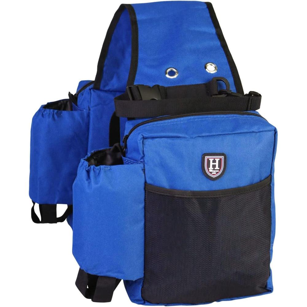 imageHarrison Howard Equestrian Western Saddle Bag Nylon Water BottleGear Carrier Convenient Saddle Bag BlackRoyal Blue