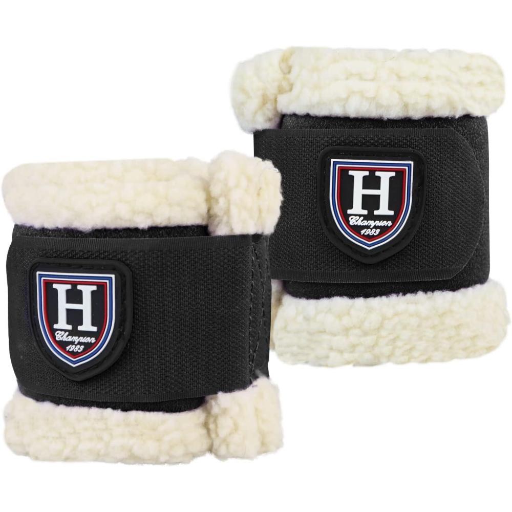 imageHarrison Howard Essential Premium Horse Pastern Wraps with Berber Fleece Lining Sold in Pairs BlackBlack