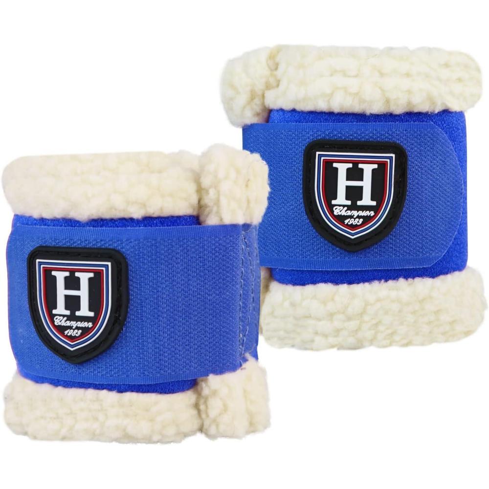 imageHarrison Howard Essential Premium Horse Pastern Wraps with Berber Fleece Lining Sold in Pairs BlackBlue