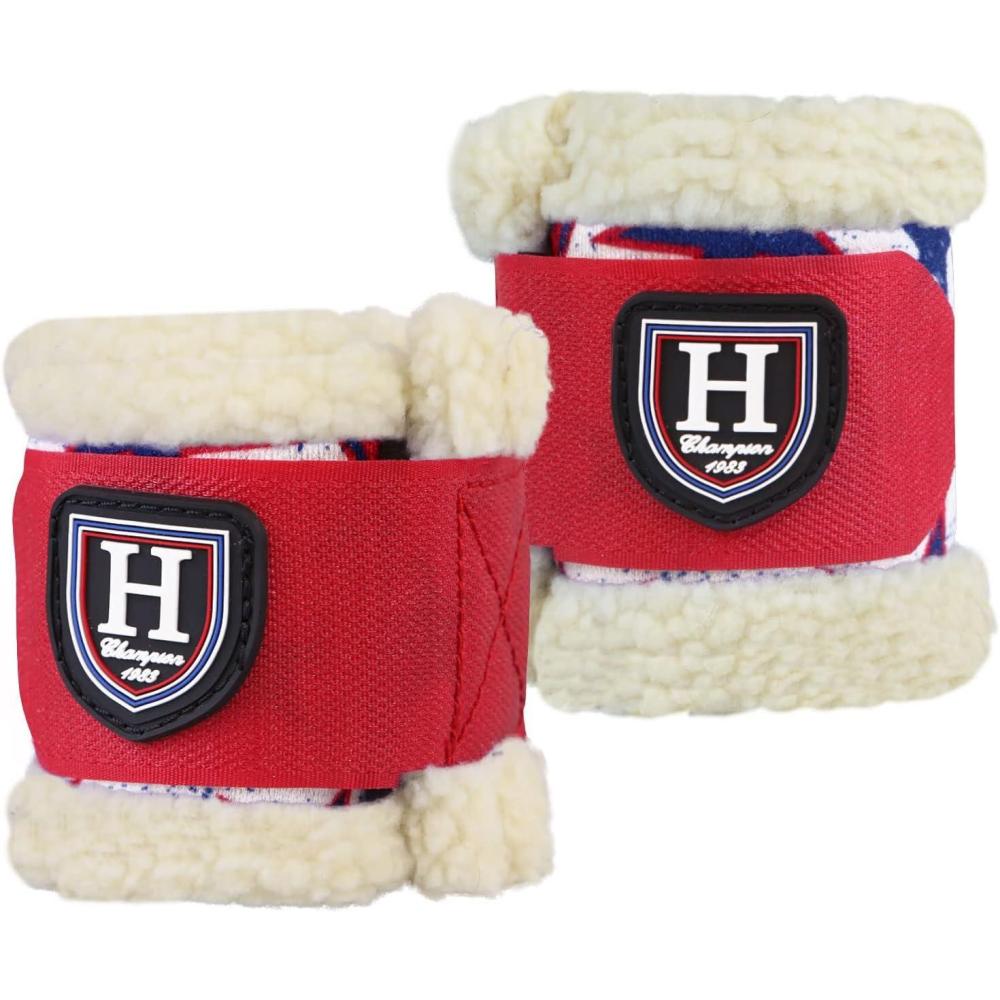 imageHarrison Howard Essential Premium Horse Pastern Wraps with Berber Fleece Lining Sold in Pairs BlackStar