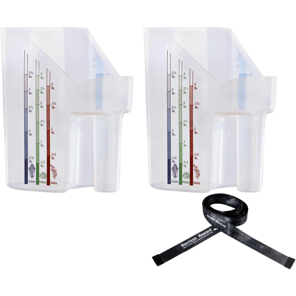 imageHarrison Howard Feed Scoop for Equine Precision Plastic Measuring Scoop with Measurement Markings Perfect for Stable Use Measuring Sweet Feed Pellet Oats Grain Water2 pcs