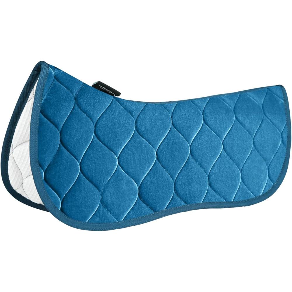 imageHarrison Howard Half Pad for English Saddle Soft Breathable Velvet Horse Saddle Pad NonSlip Cushioning for HorsebackStar Command Blue