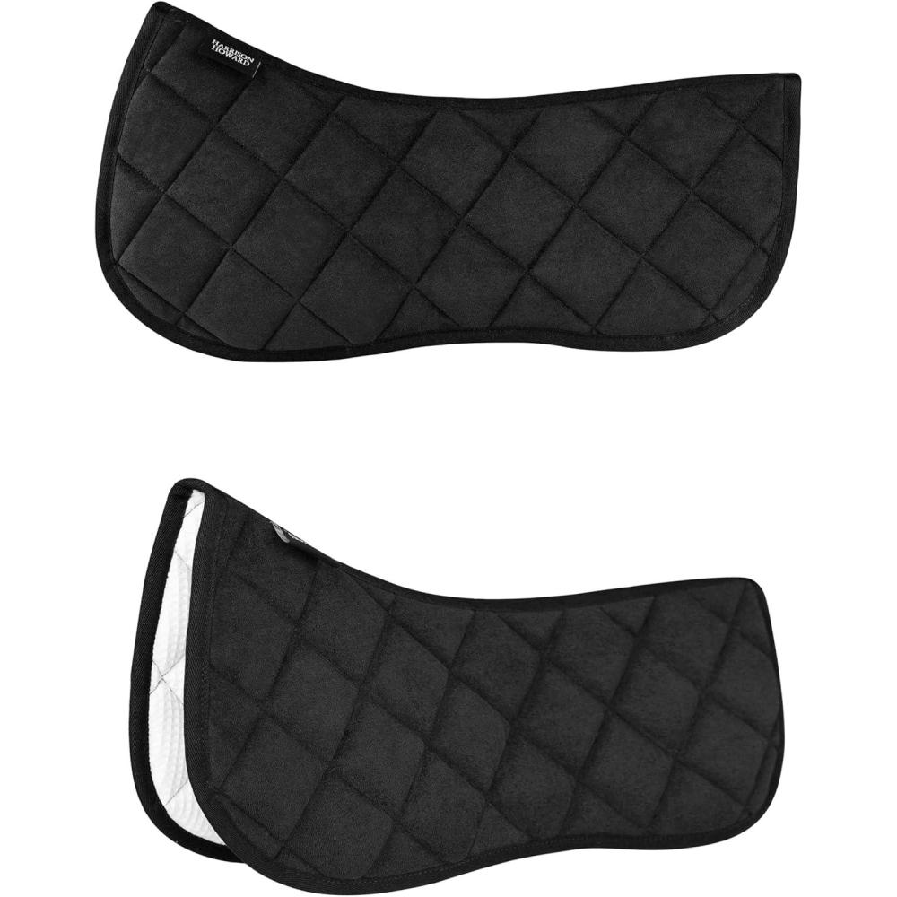 imageHarrison Howard Half Saddle Pad for Horses Breathable Shock Absorbing English Saddle Pad for Jumping Training ampamp EventingBlack