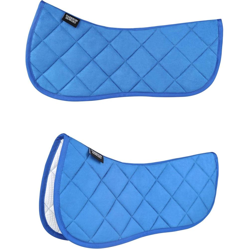 imageHarrison Howard Half Saddle Pad for Horses Breathable Shock Absorbing English Saddle Pad for Jumping Training ampamp EventingCobalt Blue