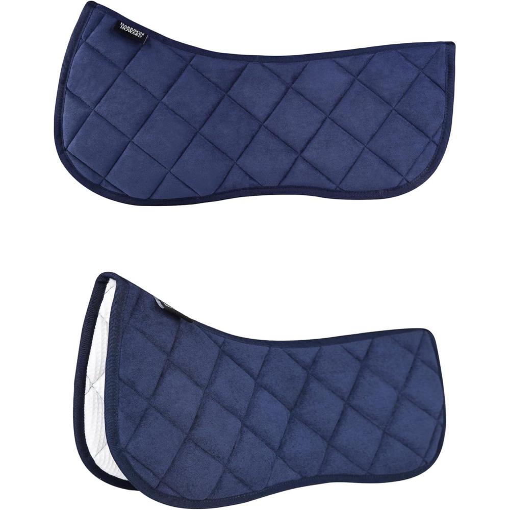 imageHarrison Howard Half Saddle Pad for Horses Breathable Shock Absorbing English Saddle Pad for Jumping Training ampamp EventingNavy