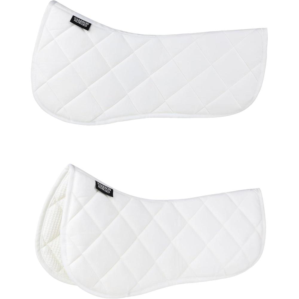 imageHarrison Howard Half Saddle Pad for Horses Breathable Shock Absorbing English Saddle Pad for Jumping Training ampamp EventingWhite