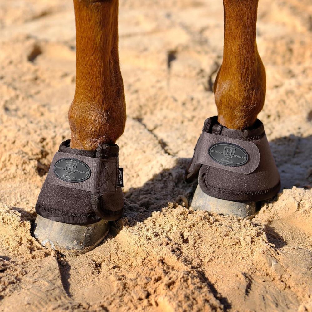 imageHarrison Howard Horse Bell Boots Equine Ballistic Hoof Overreach Bell Boot for Horse Sold as PairCoffee Brown