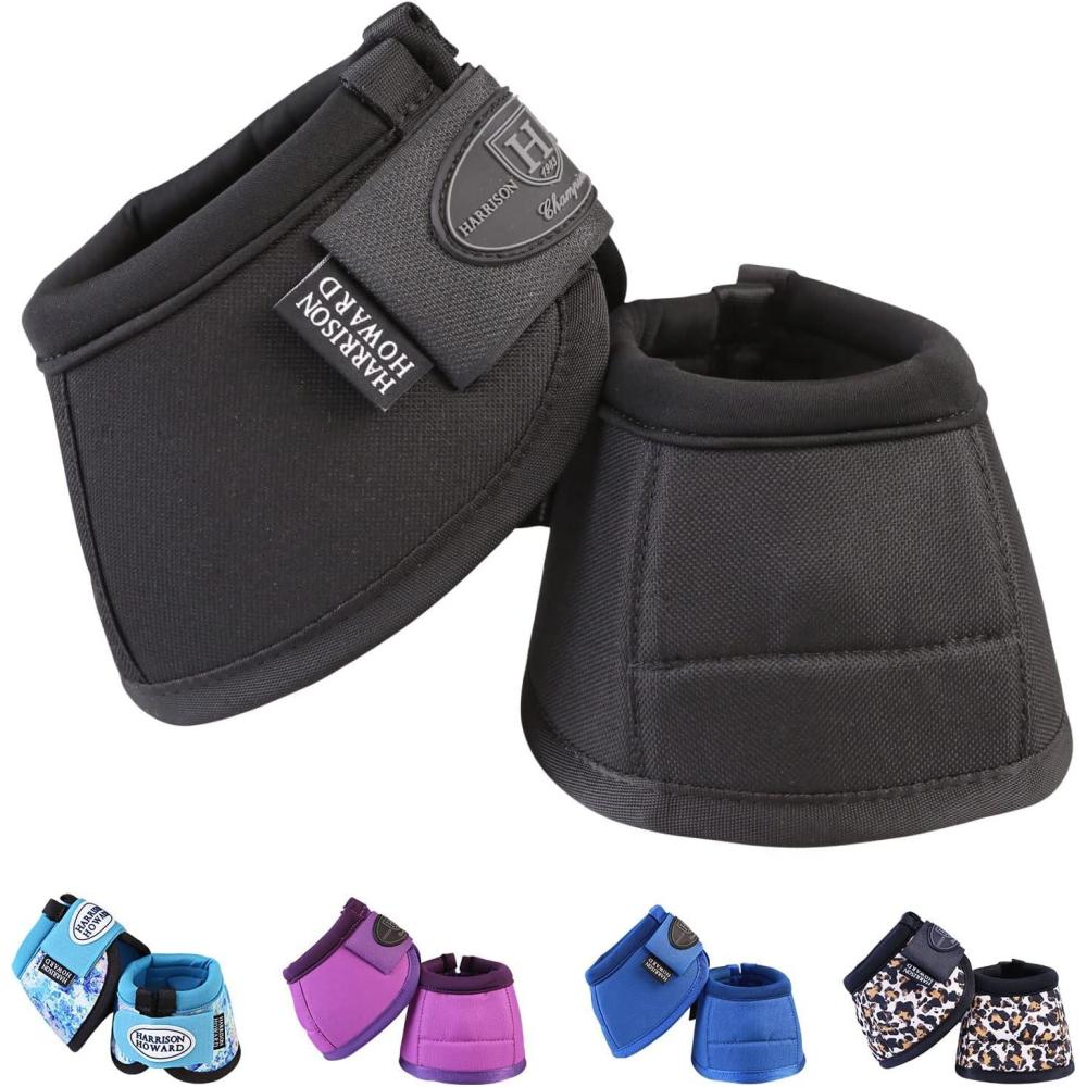 imageHarrison Howard Horse Bell Boots Overreach Bell Boots NoTurn Bell Boots for HorseDurable Protective Hoof BootBlack