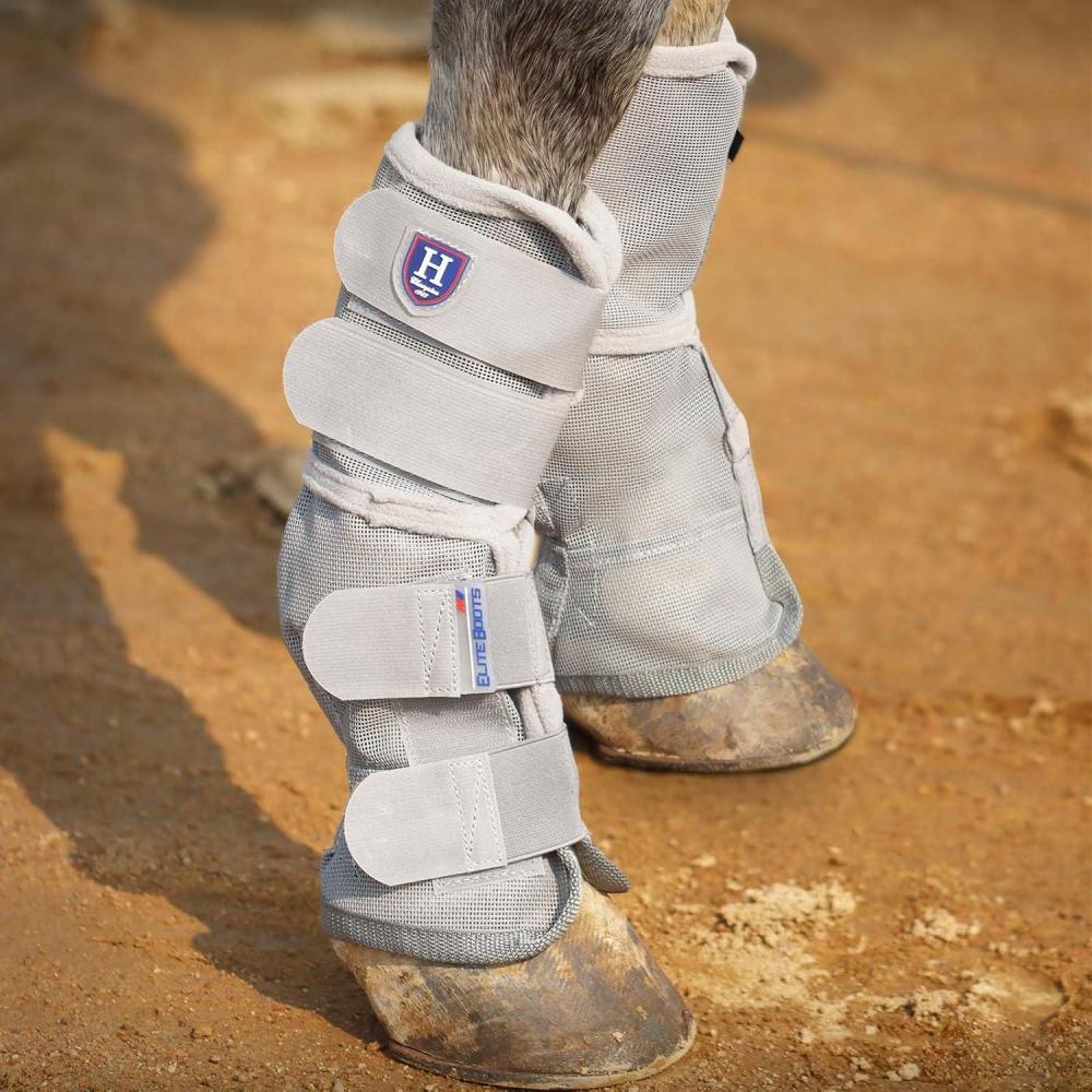imageHarrison Howard Horse Fly Boots Perfect Contoured Fit Leg Guards Dense Mesh Boots with Ventilated Comfort Reliable Protection from Summer Elements Set of 2 Sky Blue LargeSilver Grey