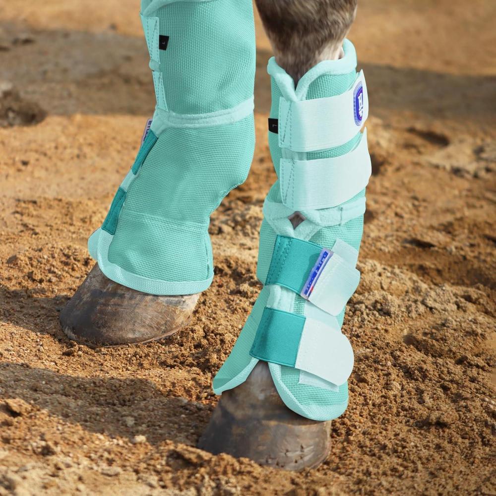 imageHarrison Howard Horse Fly Boots Perfect Contoured Fit Leg Guards Dense Mesh Boots with Ventilated Comfort Reliable Protection from Summer Elements Set of 2 Sky Blue LargeMint