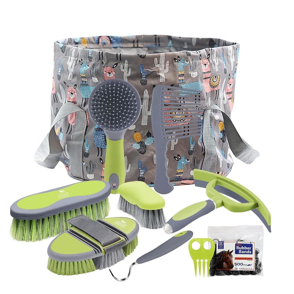 imageHarrison Howard Horse Grooming Kit 8Piece Equine Care Series with Brush Bag
