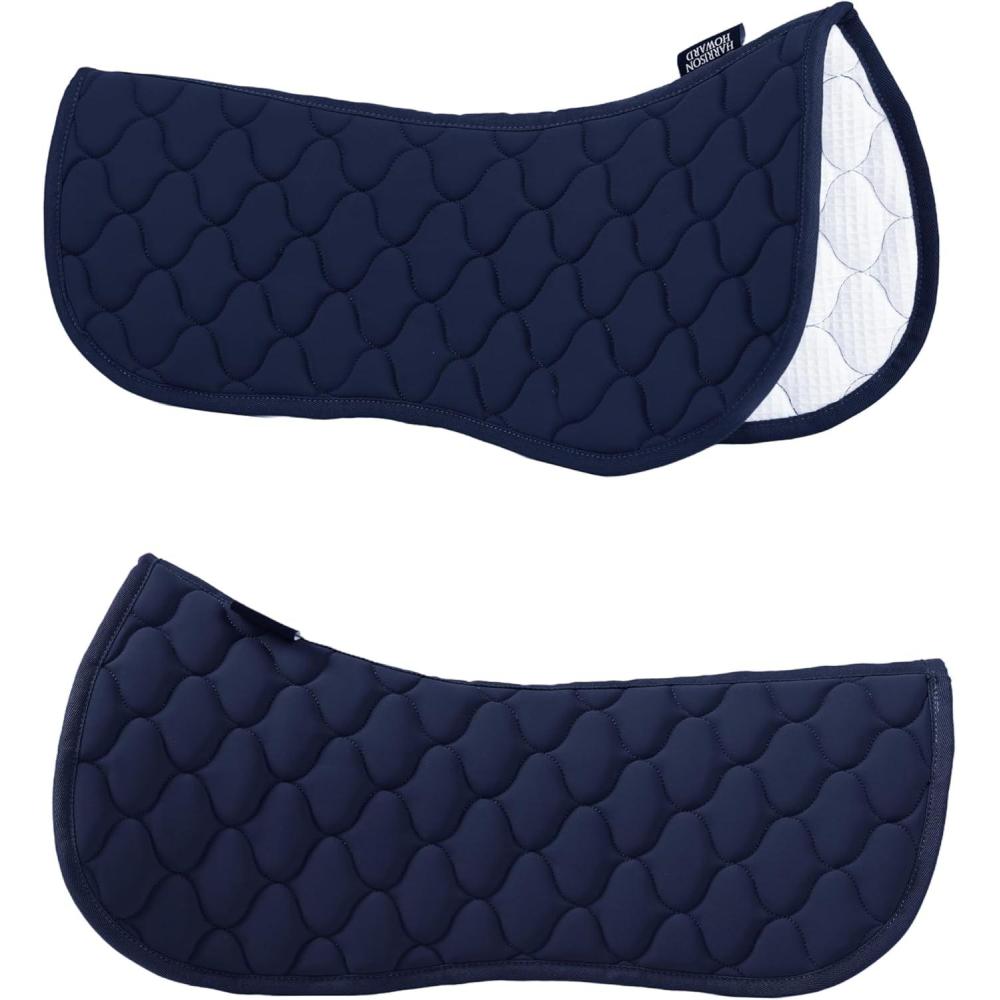 imageHarrison Howard Horse Half Pad ShockAbsorbing Soft ampamp Breathable English Saddle Pad for HorsesNavy
