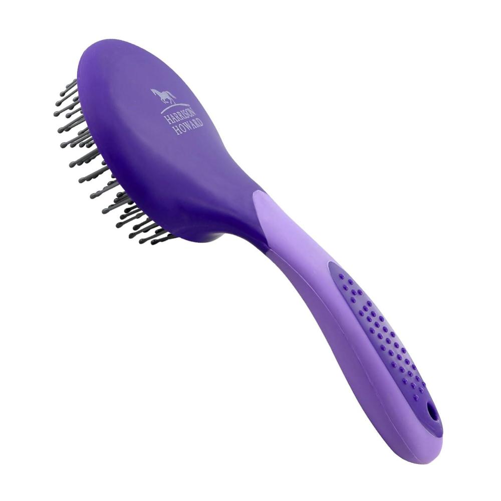 imageHarrison Howard Horse Mane and Tail Brush Professional Grooming Brush Equestrian Detangler NonSlip PurplePurple