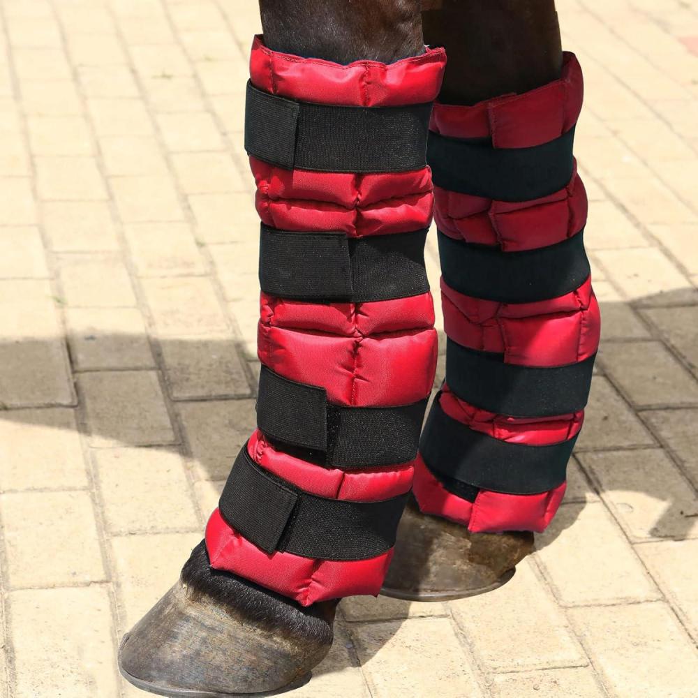 imageHarrison Howard Ice Boot for Horse Cool Gel Pack Leg Wrap for Treating Full Leg Knee Hock Injuries Reusable Ice Cooling Therapy Universal SizeRed