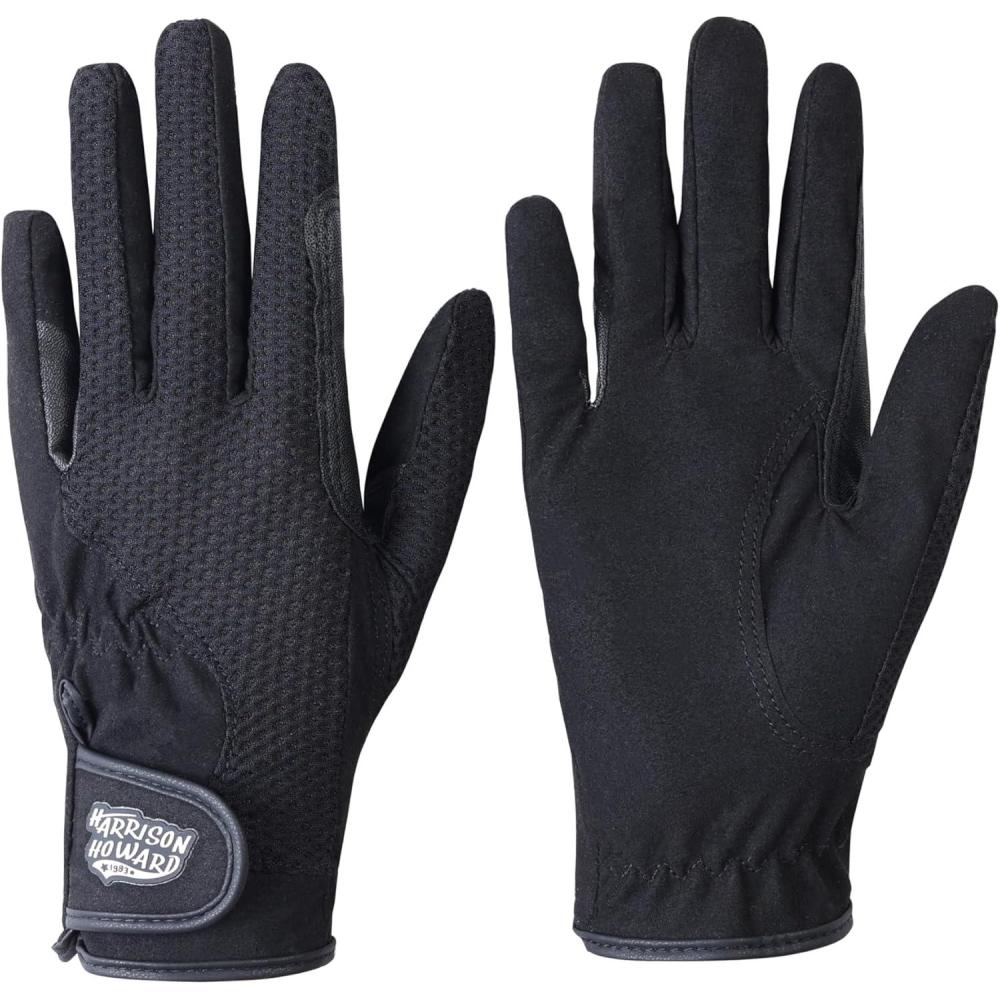 imageHarrison Howard Kids Horse Riding Gloves Comfortable Grip for Boys and Girls Horseback Riding Running or Cycling Lightweight Equestrian Glovesblack