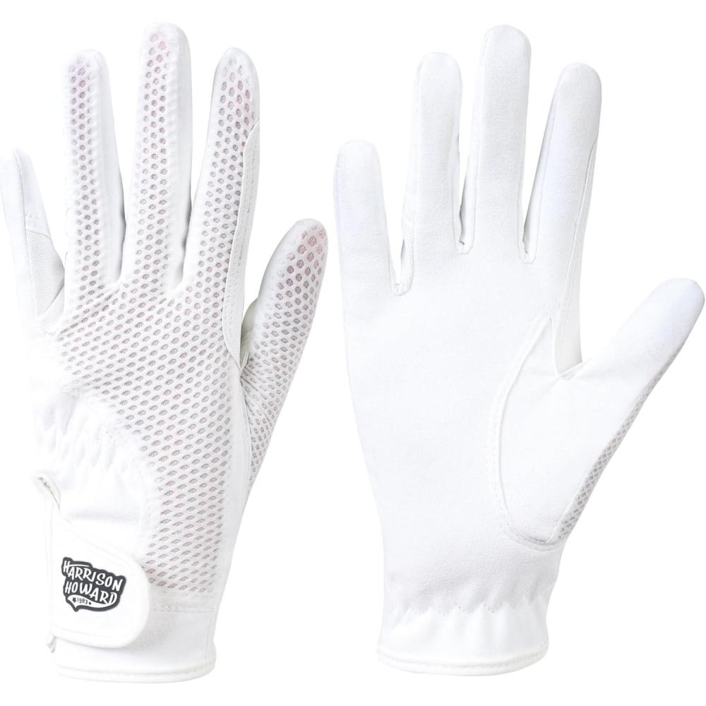 imageHarrison Howard Kids Horse Riding Gloves Comfortable Grip for Boys and Girls Horseback Riding Running or Cycling Lightweight Equestrian Gloveswhite