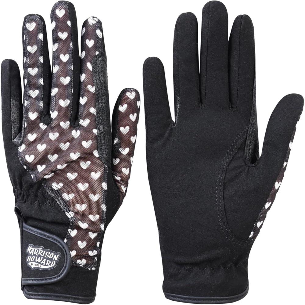 imageHarrison Howard Kids Horse Riding Mesh Gloves Comfortable Grip for Horse Riding Running Girl Glovesblack
