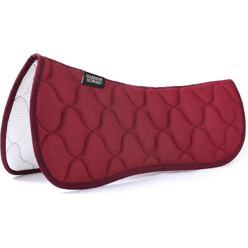 imageHarrison Howard Mesh Riding Half Pad for English Saddle Comfortable Cushioning Reduce Pressure on Horses BackBurgundy