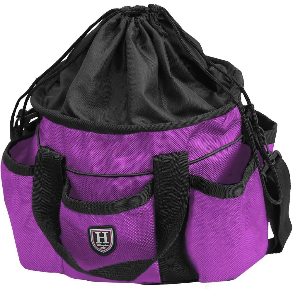 imageHarrison Howard Premium Multipurpose Durable Horse Grooming Organizer Bag Cleaning Supply Tote BagRuby RedViolet