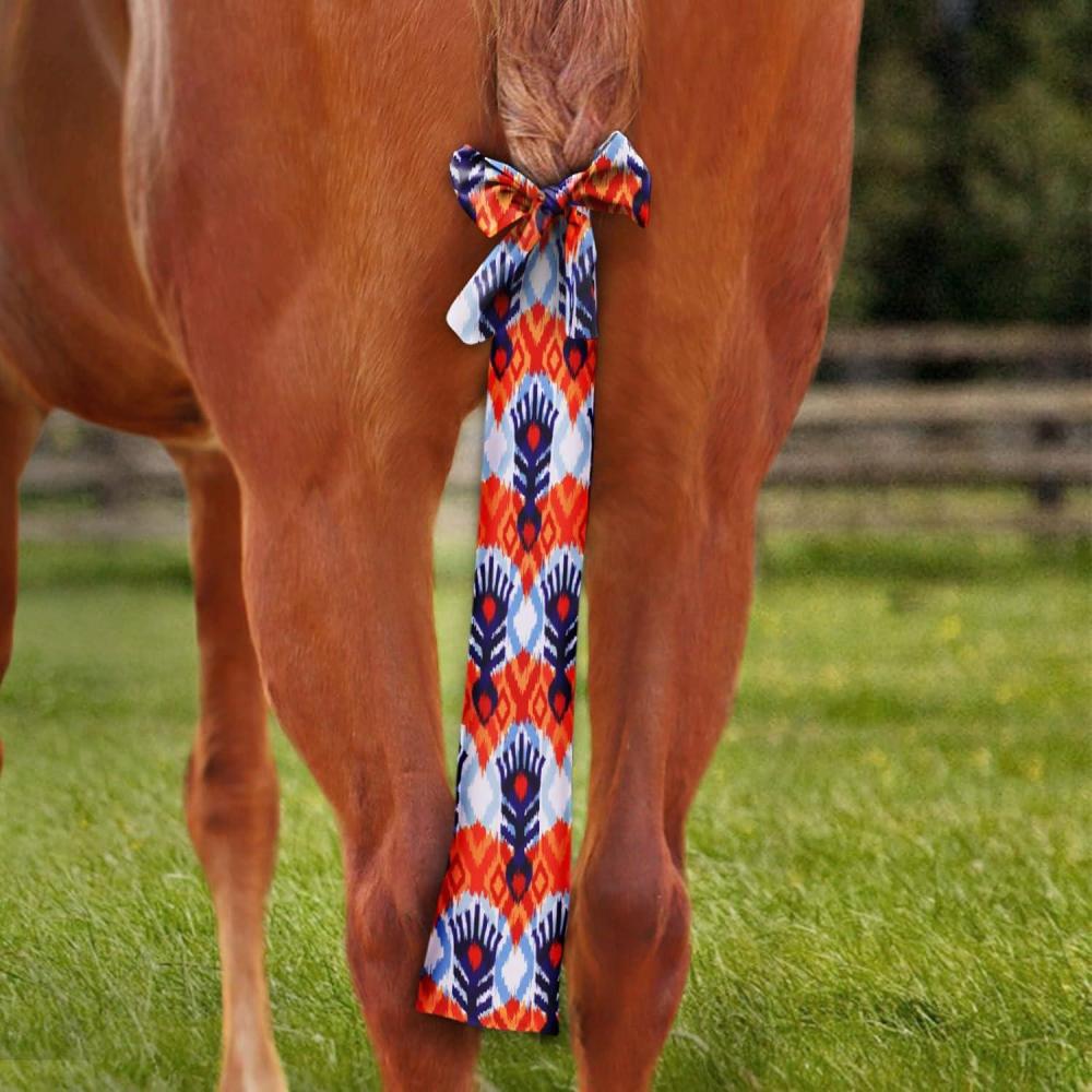 imageHarrison Howard Stretchy Tail Bag Breathable Horse Tail Guard Slip on Design Protect Horse Tail 2 Strand Closure Straps Keep Tail Clean ampamp Protected 22quot L Length Makes Grooming EasyChic BlueTribal Abstract