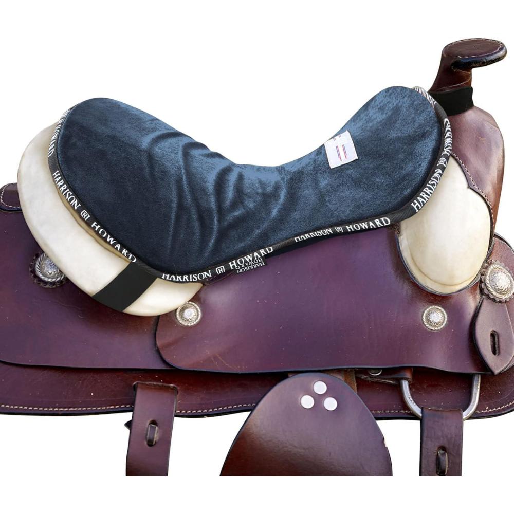 imageHarrison Howard Trail Seat Saver Western Tack Saddle Rideon Pad with Cushion Bottom Helps Distribute Back PressureNavy