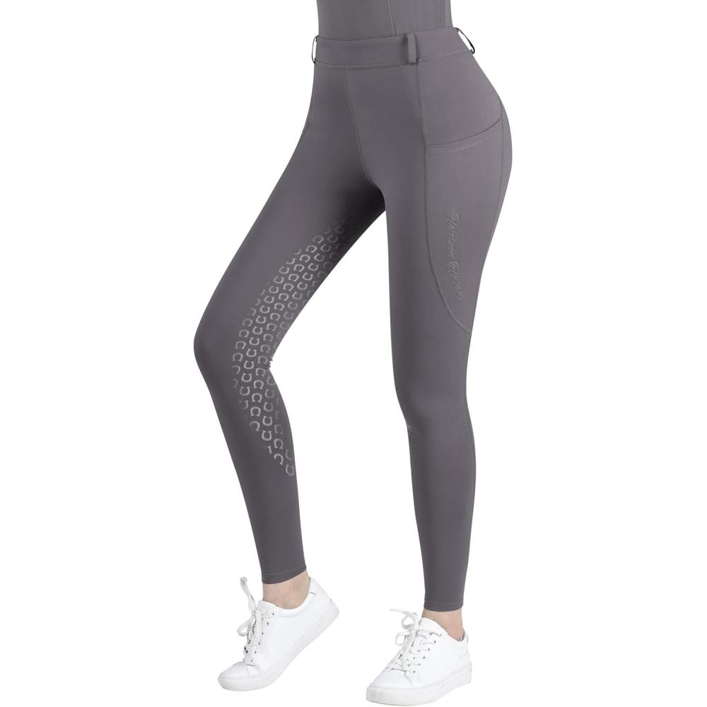 imageHarrison Howard Womens Horse Riding Pants Double Pocket Silicone FullSeat Breeches Equestrian BreechesGrey