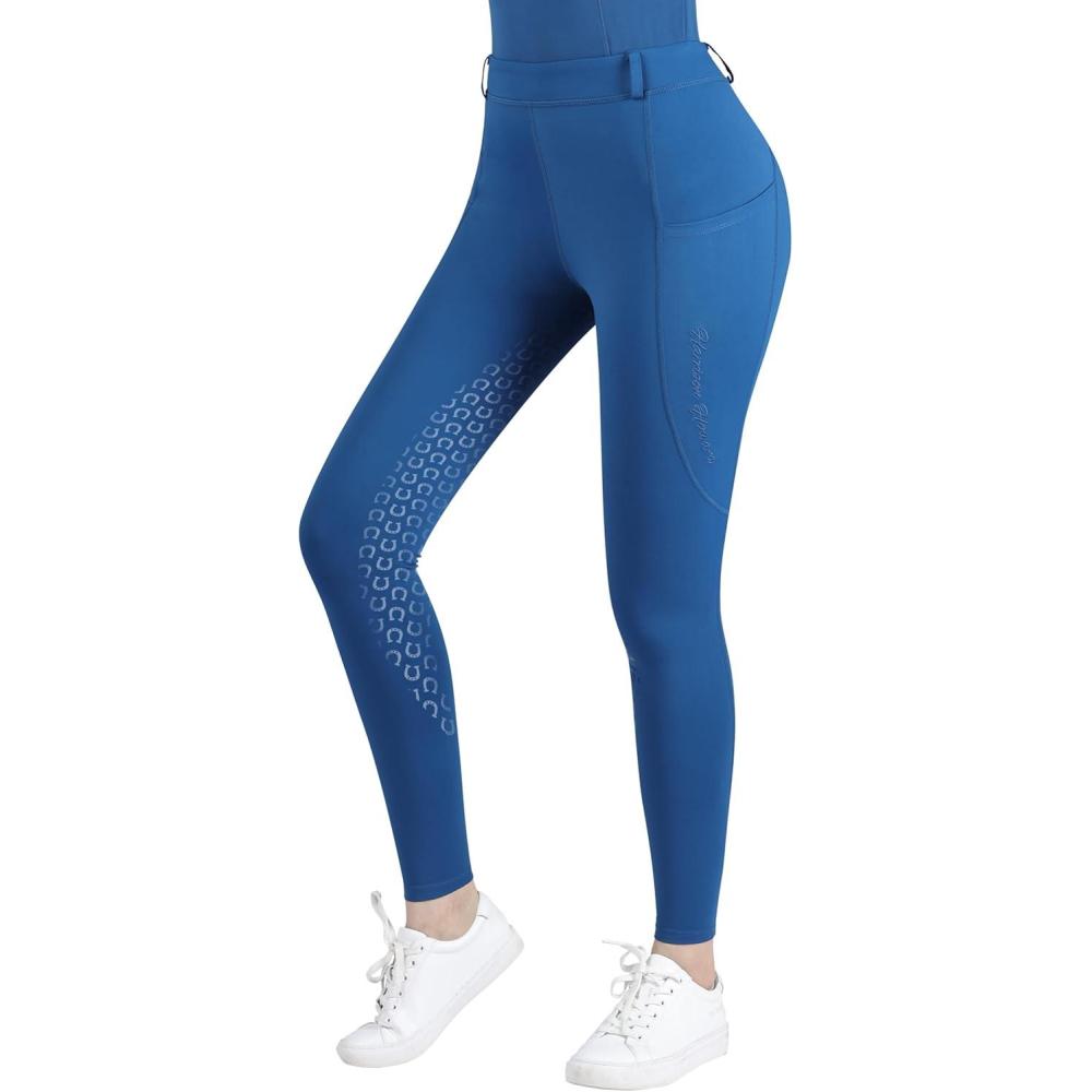 imageHarrison Howard Womens Horse Riding Pants Double Pocket Silicone FullSeat Breeches Equestrian BreechesPeacock Blue