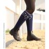 Harrison Howard 3 Pairs Premium Quality Equestrian Riding Socks for Horse Riding &Tall Boot Knee High Socks for Women(Horse Hardware/Coffee Diamond Grid/Purple Horseshoe Print)