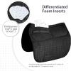 Harrison Howard Diamond Quilted Dressage Saddle Pad Adjustable with 4 Pockets and Foam Inserts with Differentiated Thickness Horse Riding Pad with Added Cushioning and Comfort(Black)